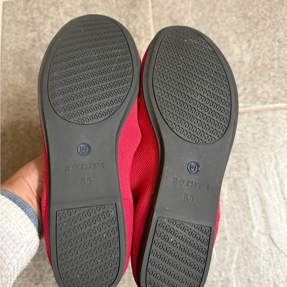 Rothy's Bold Red Flats with Blue Accents - Picture 4 of 5